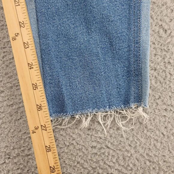 Hollister Jeans Womens 7r Blue Denim Patchwork Raw Hem Mom Ultra High Rise - Picture 11 of 13